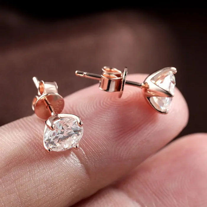 Premium Moissanite Stud Earrings – Brilliant D Color VVS1 Stones SF