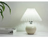 Korean Table Lamp – Vintage Pleated Fabric Shade with Ceramic Base - Samanta Factory