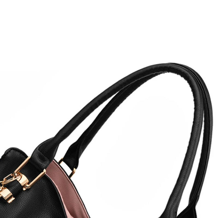 Women's Fur Detail Satchel Bag – PU Leather Patchwork Zipper Handbag SF