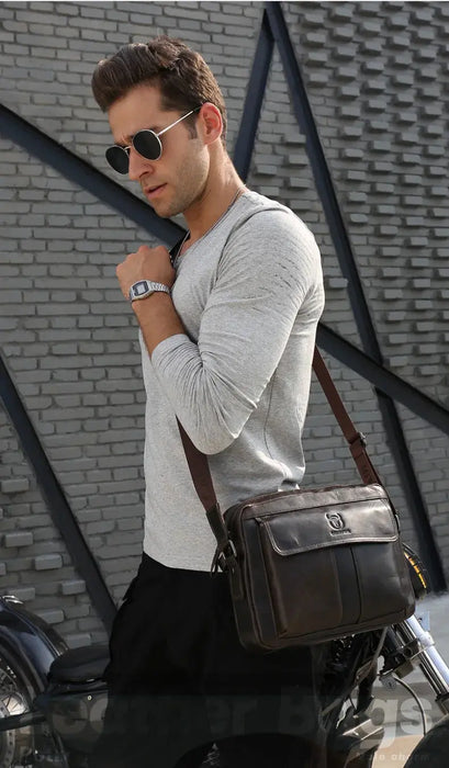 Leather Business Shoulder Bag – Soft Men’s Work Messenger Bag SF