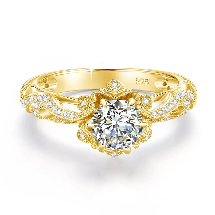 925 Sterling Silver Moissanite Ring – 1ct Skeleton Design with Zircon Accents SF