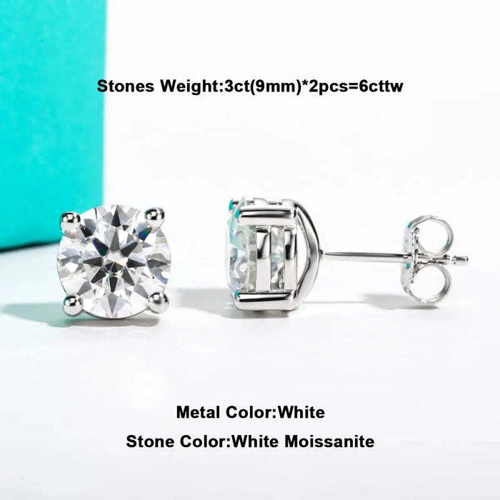10K Gold Post Moissanite Stud Earrings with GRA Certificate SF