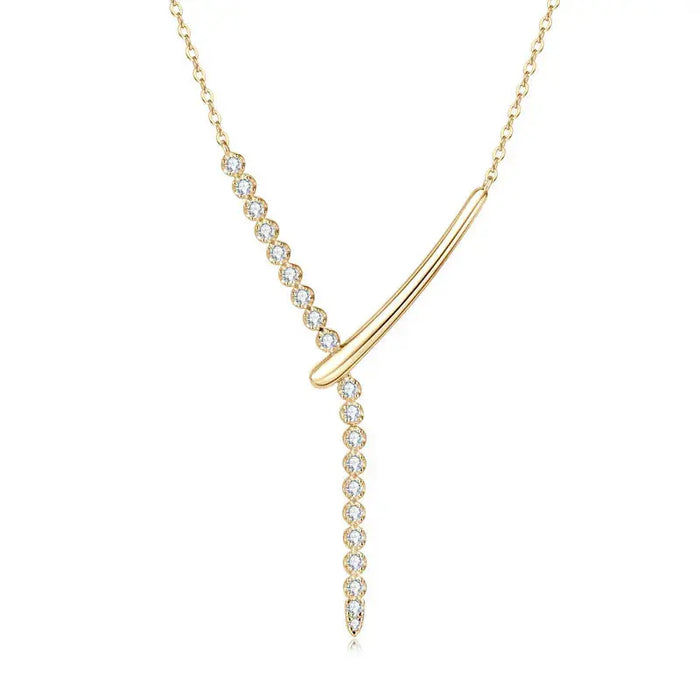 925 Sterling Silver Moissanite Y-Shaped Pendant Necklace SF