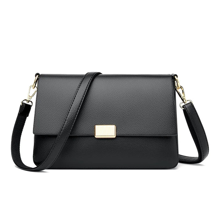 Women’s Genuine Leather Shoulder Bag – Square Ruched Handbag with Hasp Closure - Samanta Factory