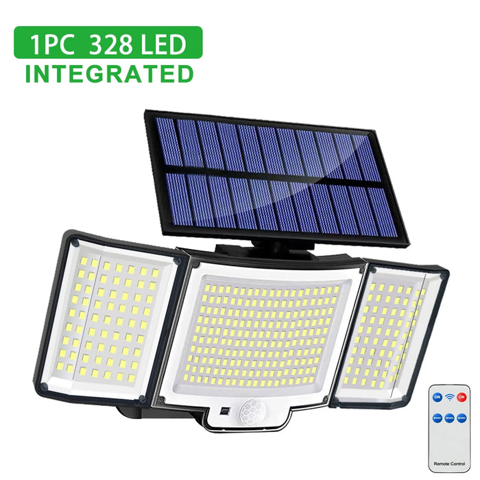 Solar Security Light – 3-Head Motion Sensor with Super Bright 348 LEDs - Samanta Factory