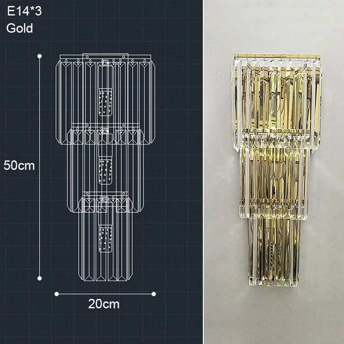 Crystal Wall Lamp – Modern Gold LED Lighting for Dining & Bedroom - Samanta Factory