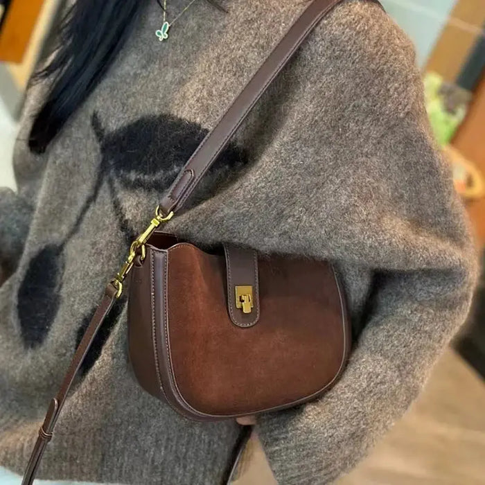Cow Leather Shoulder Bag – Soft Half Moon Shape SF