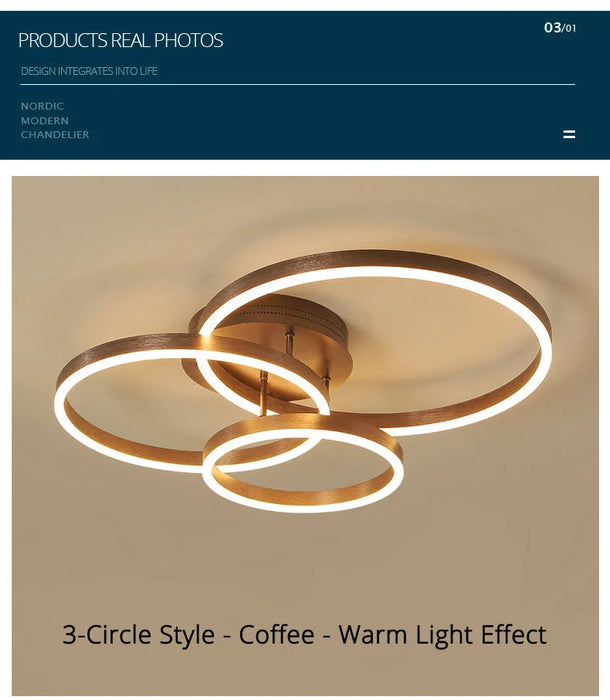 Modern LED Chandelier – Dimmable Semi-Flush Mount with Remote Control - Samanta Factory