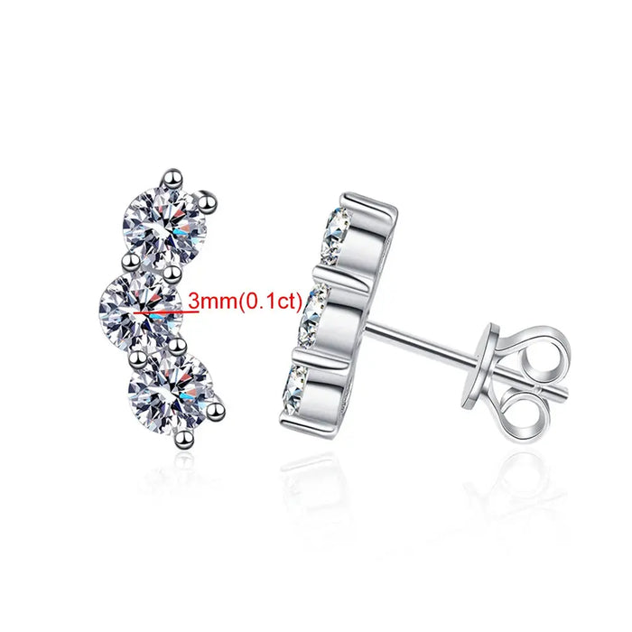 Premium 925 Sterling Silver Earrings With Excellent-Cut Moissanite Stones SF