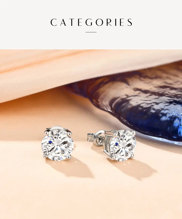 Moissanite Stud Earrings – 2ct D-Color Round Cut SF
