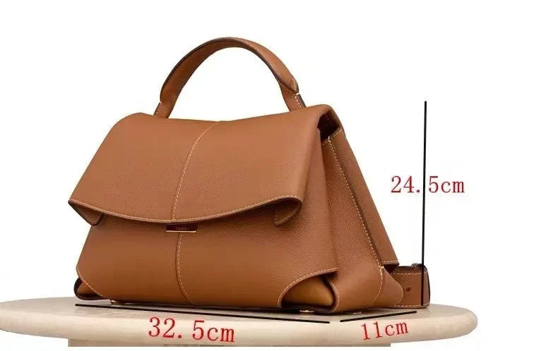 European Style Shoulder Handbag-Pleated Cowhide Leather Designer Crossbody Bag for Women - Samanta Factory