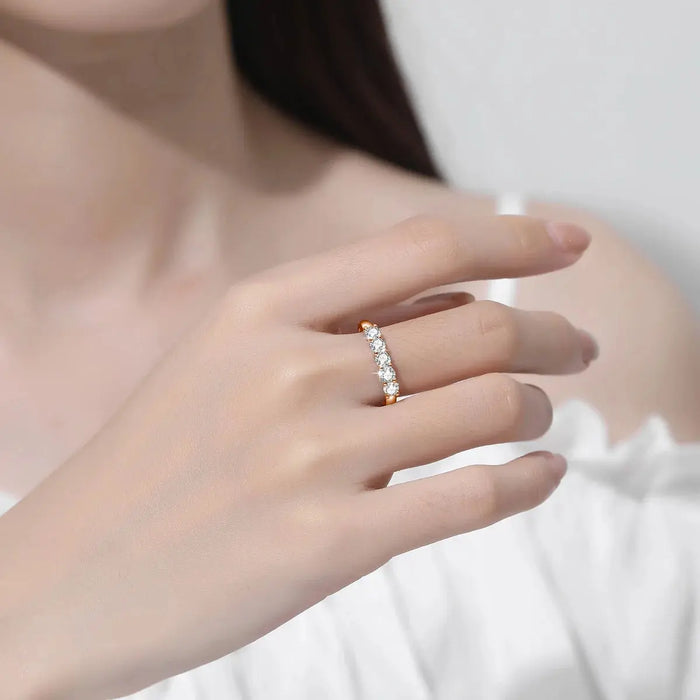 5-Stone Moissanite Engagement Ring –  Sterling Silver with Rose Gold Plating SF