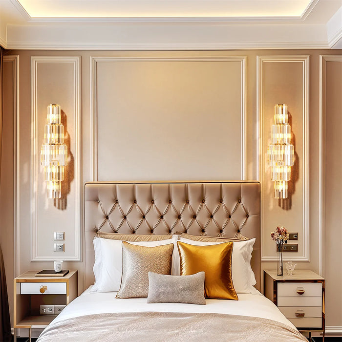 Crystal Wall Sconce – Luxurious 3- or 5-Tier LED Lighting with Gold Finish - Samanta Factory