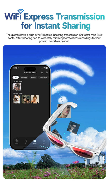 AI Smart Glasses with HD Camera & Translation – Color-Changing Bluetooth Calling Sunglasses SF