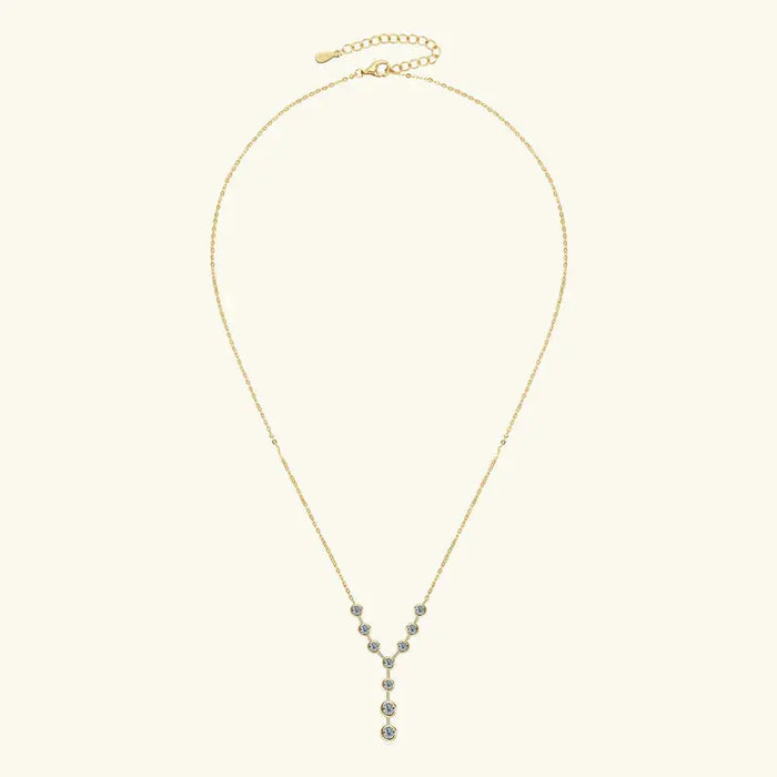 925 Sterling Silver Moissanite Y-Shaped Pendant Necklace SF