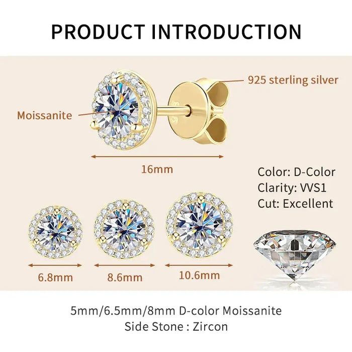 Premium 925 Sterling Silver Round Cut Earrings for Timeless Brilliance SF