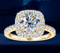 2ct D-color VVS1 moissanite wedding ring in 18K gold plated sterling silver with GRA certification
