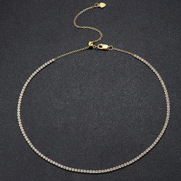 Moissanite Tennis Necklace – Adjustable 2 mm D-Color Shine SF