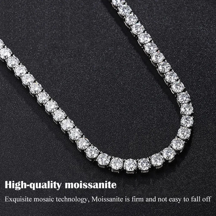 Moissanite Tennis Necklace – GRA Certified S925 Silver Sparkle SF