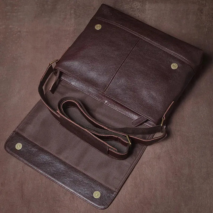 Vintage Leather Satchel Bag – Soft Men’s Crossbody Shoulder Bag SF