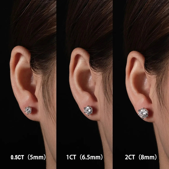 Moissanite Stud Earrings – 2ct Round Brilliant 925 Sterling Silver SF