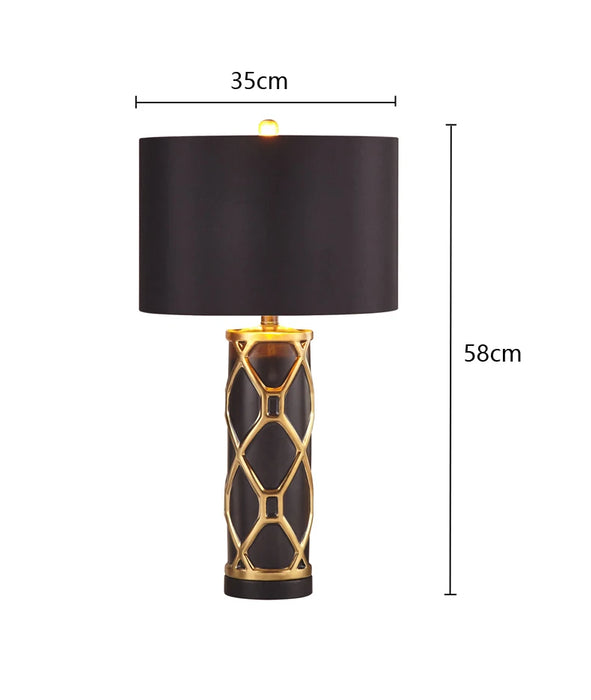 Nordic Ceramic Table Lamp – Elegant Fabric Shade Light for Bedroom & Living Room - Samanta Factory