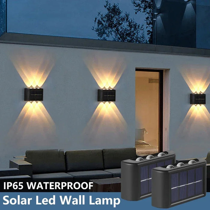 Up and down solar LED wall light for garden, patio, and balcony outdoor decor