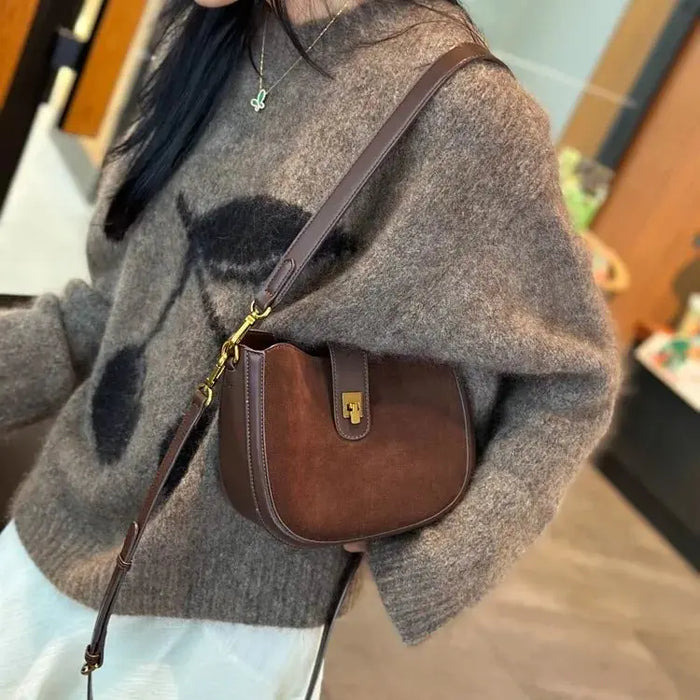 Cow Leather Shoulder Bag – Soft Half Moon Shape SF