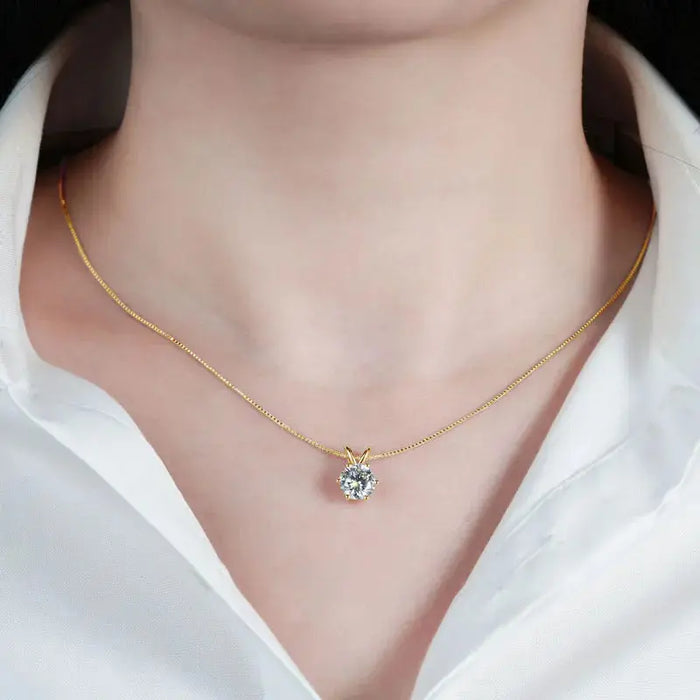 Moissanite Pendant Necklace – D-Color Round Solitaire SF