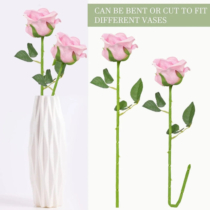Artificial Velvet Roses – 50PCS Long-Stem Flower Bouquet SF