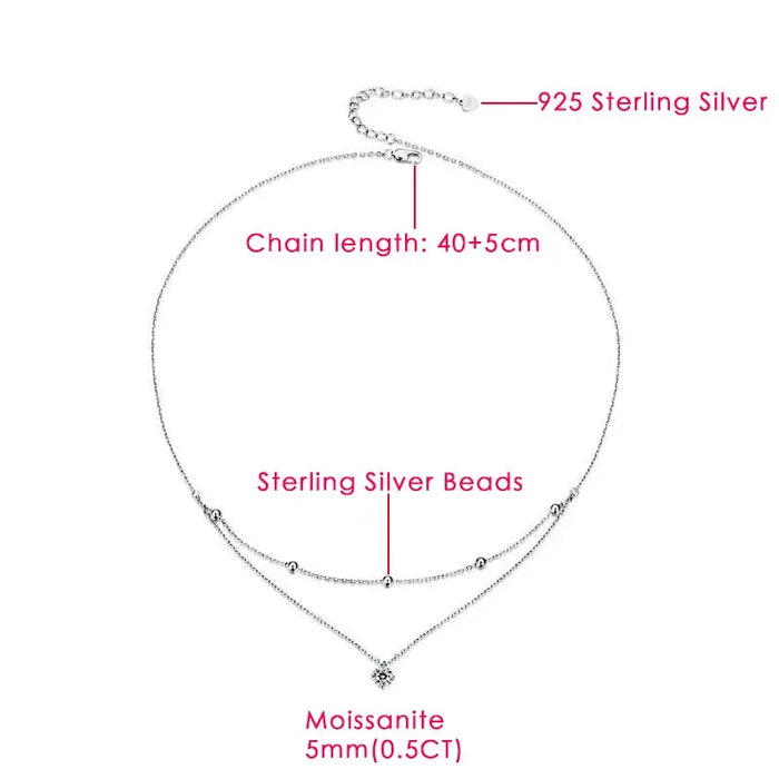 925 Sterling Silver Round Cut Moissanite Pendant SF