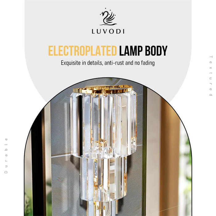 Crystal Wall Sconce – Luxurious 3- or 5-Tier LED Lighting with Gold Finish - Samanta Factory