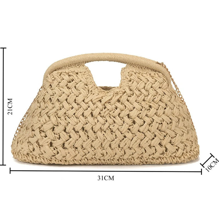 Retro Woven Straw Crossbody Bag – Women's Rattan Beach Shoulder Bag for Vacation & Travel SF