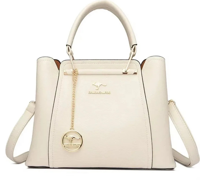 Women’s PU leather tote bag – soft casual fashion handbag with zipper closure and sequined detail