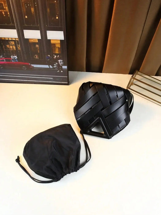 Woven Design Women Handbag, Tote Basket Bag, High-End Niche Inverted Triangle Shaped Fashion Commuter Bag, Casual Style SF