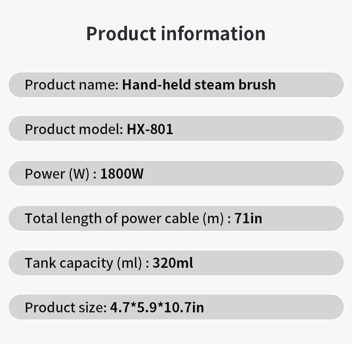Handheld Steam Brush – 1800W Powerful Garment Steamer Samanta Factory
