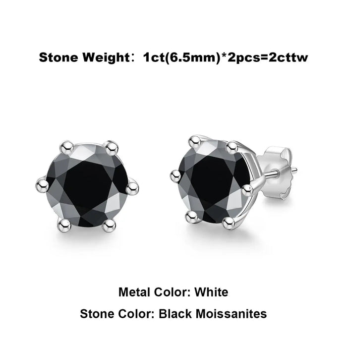 Moissanite Stud Earrings – 2ct Round Brilliant 925 Sterling Silver SF