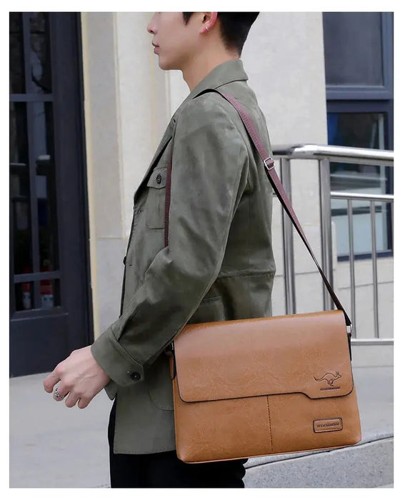 Men’s Business Satchel Bag – Slim PU Leather Shoulder Bag SF