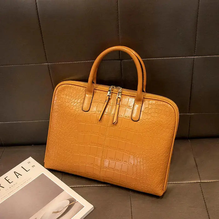 Leather Laptop Briefcase – Stylish Multi-Use Work Bag for Women SF