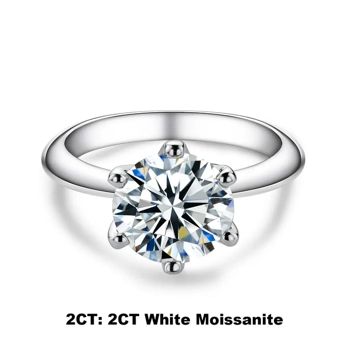925 Sterling Silver 18K Gold Plated Classic Prong-Set Moissanite Ring SF