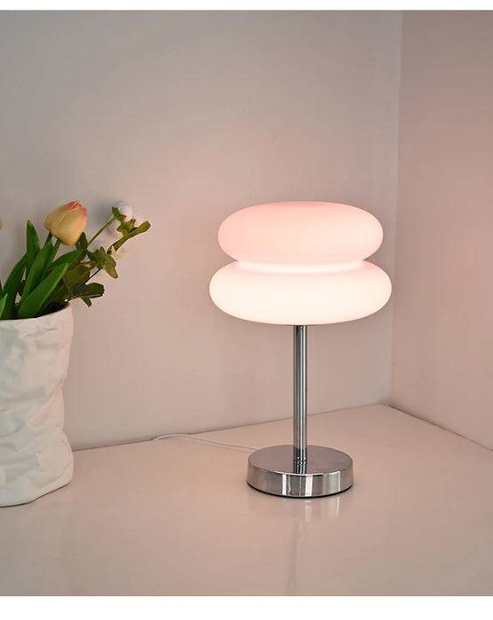 Modern Stained Glass Table Lamp – Touch Control LED Bedside Lighting - Samanta Factory