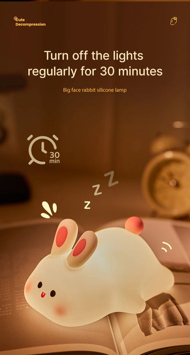 Cute Rabbit Night Light Silicone Lamp – Touch Sensor Soft LED Kids Sleep Light SF