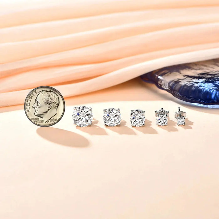 Moissanite Stud Earrings – 2ct D-Color Round Cut SF