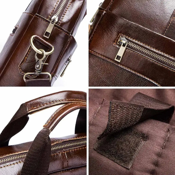 Leather Business Briefcase – Lightweight Men’s Work Tote Bag SF
