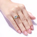 2ct Moissanite Ring – D Color VVS1 with Blue Sapphire Accent SF