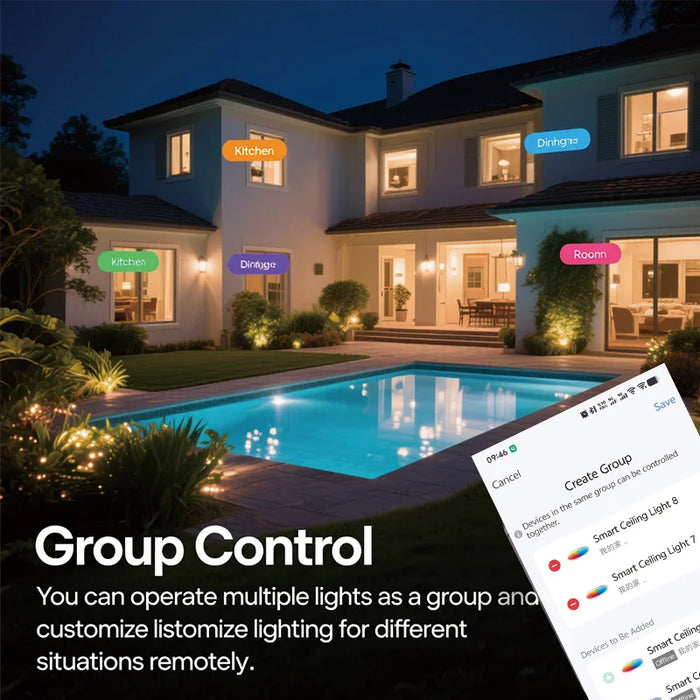 Smart RGB Ceiling Light – WiFi APP Control with Dimmable LED - Samanta Factory