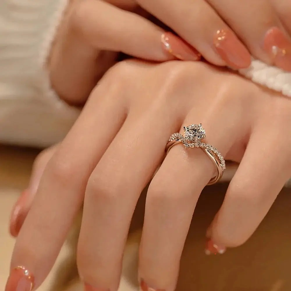 Moissanite Bridal Ring – 1ct D-Color VVS1 in 925 Sterling Silver SF