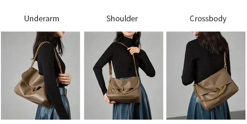 Leather Shoulder Bag - Soft Cowhide Crossbody Style SF