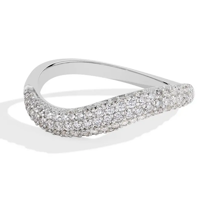 S925 Moissanite Ring – D-Color VVS1 Wavy Band SF