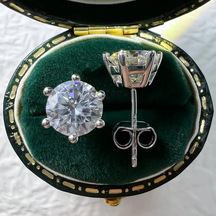Moissanite Stud Earrings – 2ct Round Brilliant 925 Sterling Silver SF